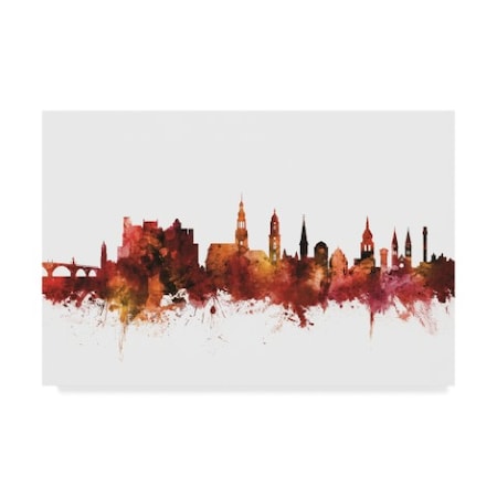 Michael Tompsett 'Heidelberg Germany Skyline Red' Canvas Art,16x24